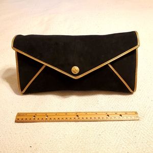 VINTAGE Rockport Black Suede Leather Clutch Purse